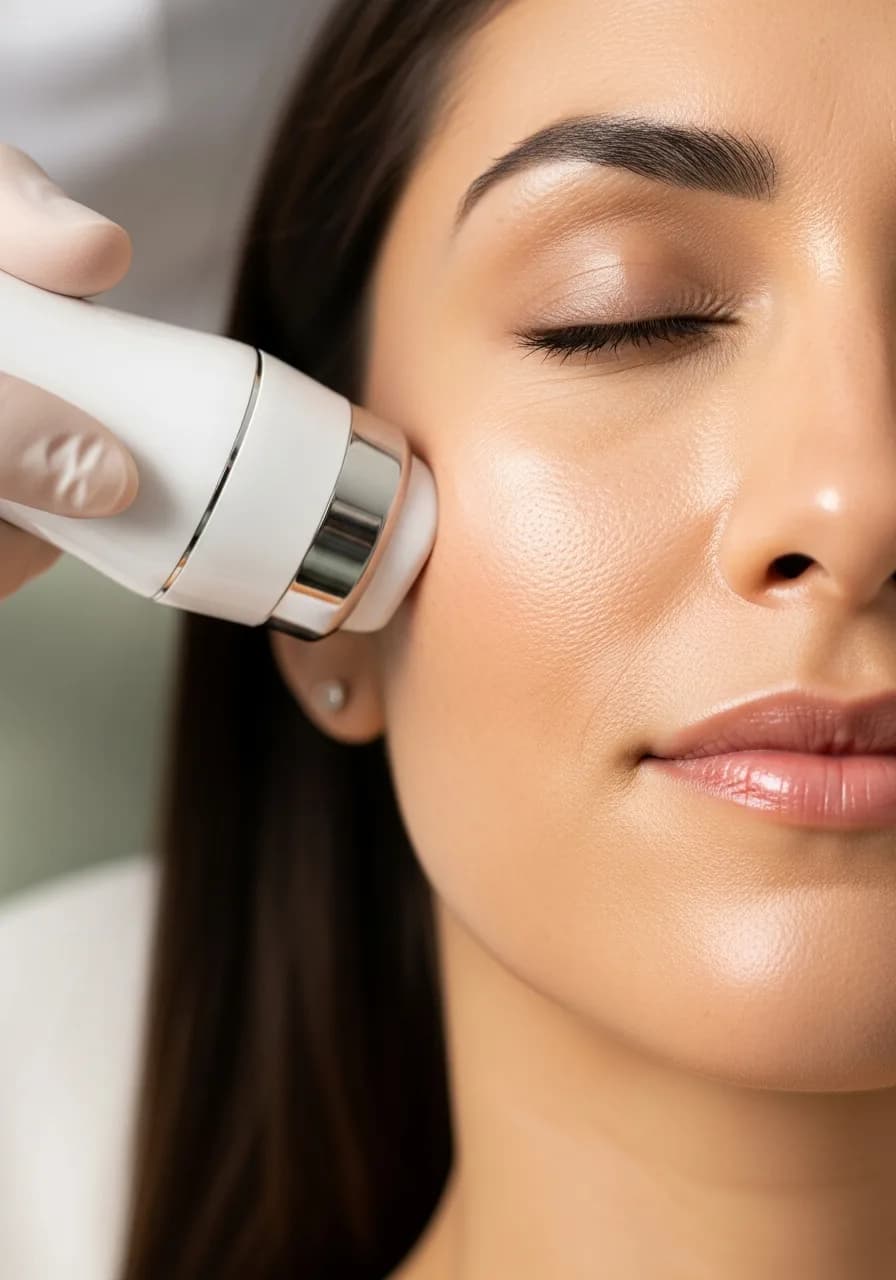 Sesión de tratamiento facial en SKORA Clinic